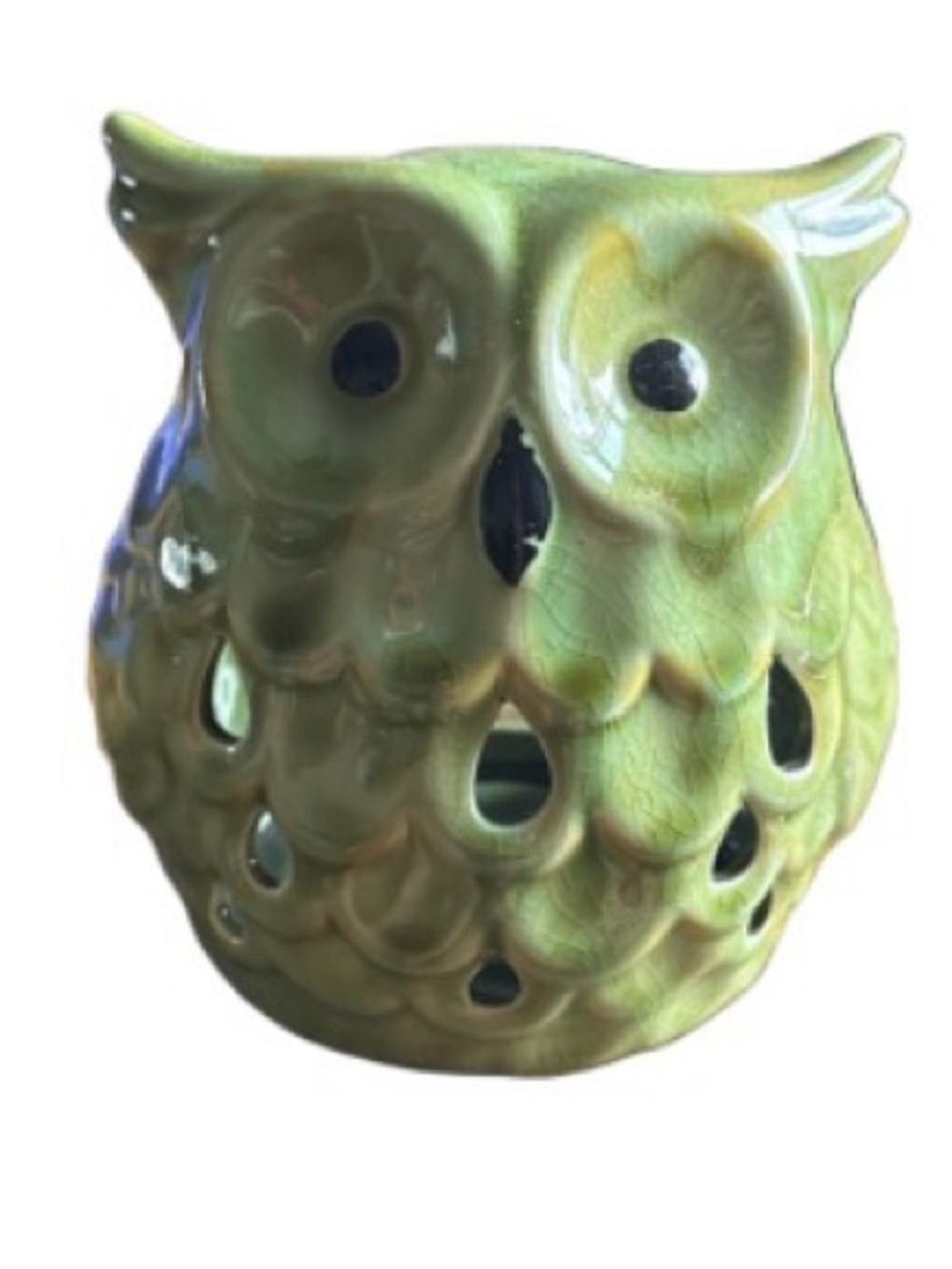 Green Ceramic Owl Home Accent tealight holder